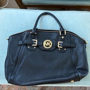 Michael Kors Black Shoulder Bag with Gold Details